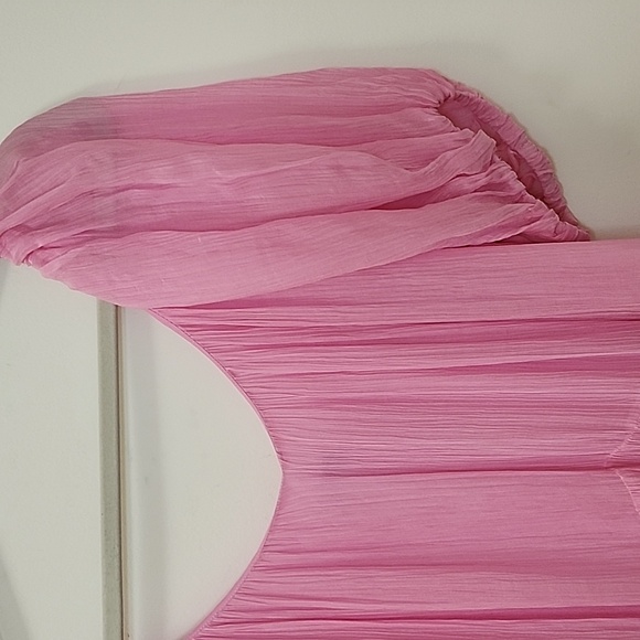 Rebecca Taylor Preppy Tiered Mini Dress Pink Puff Sleeve Romantic Dress sz M - Picture 15 of 16